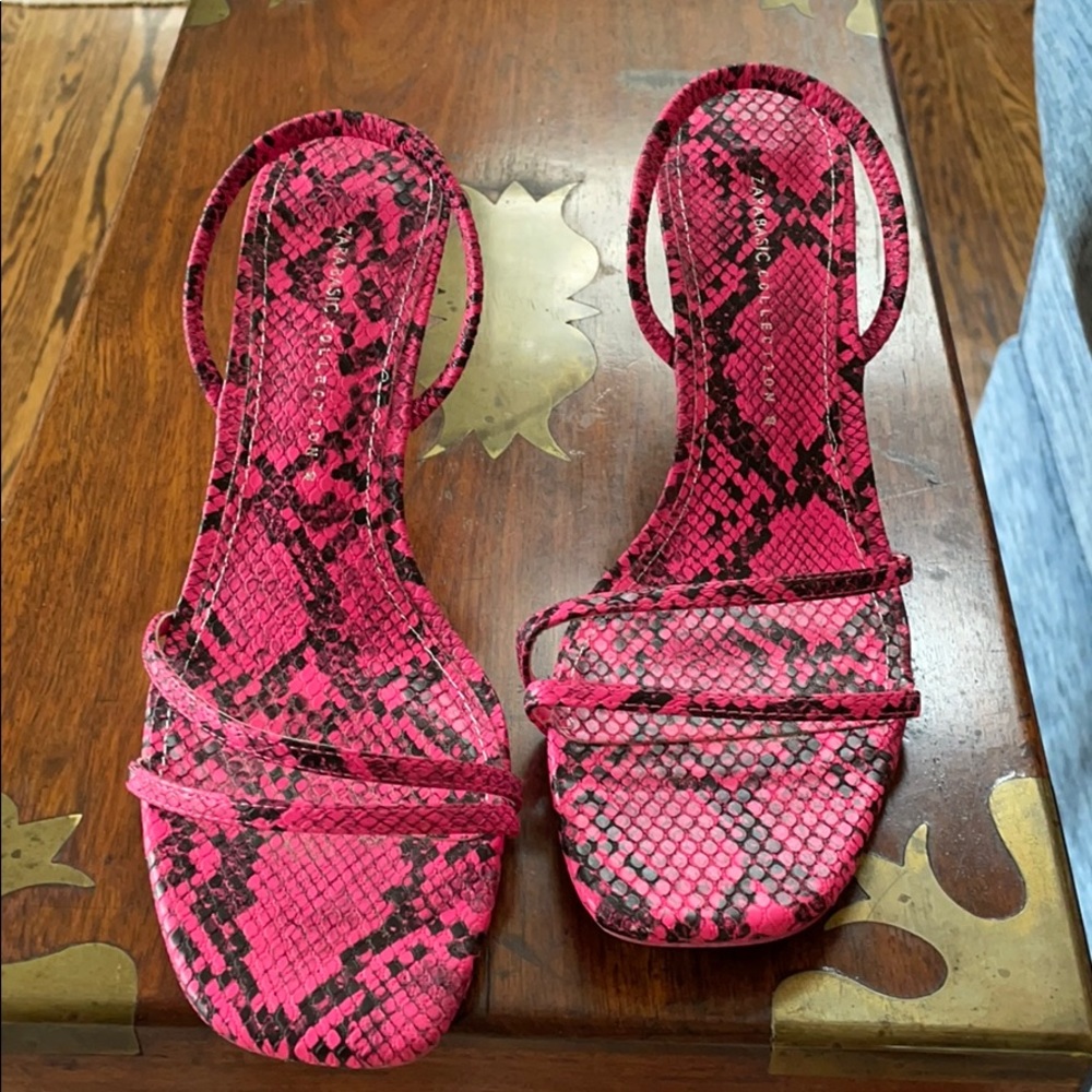 Zara Pink Snake Skin Heels